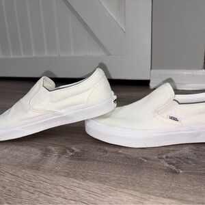 Vans Classic White Canvas Slip-Ons